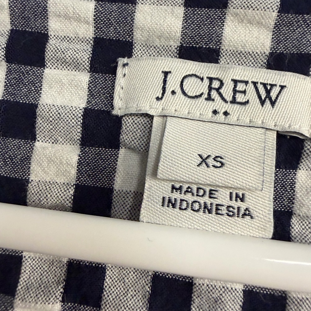J. Crew Blue and White Checkered Blouse - Picture 3 of 9